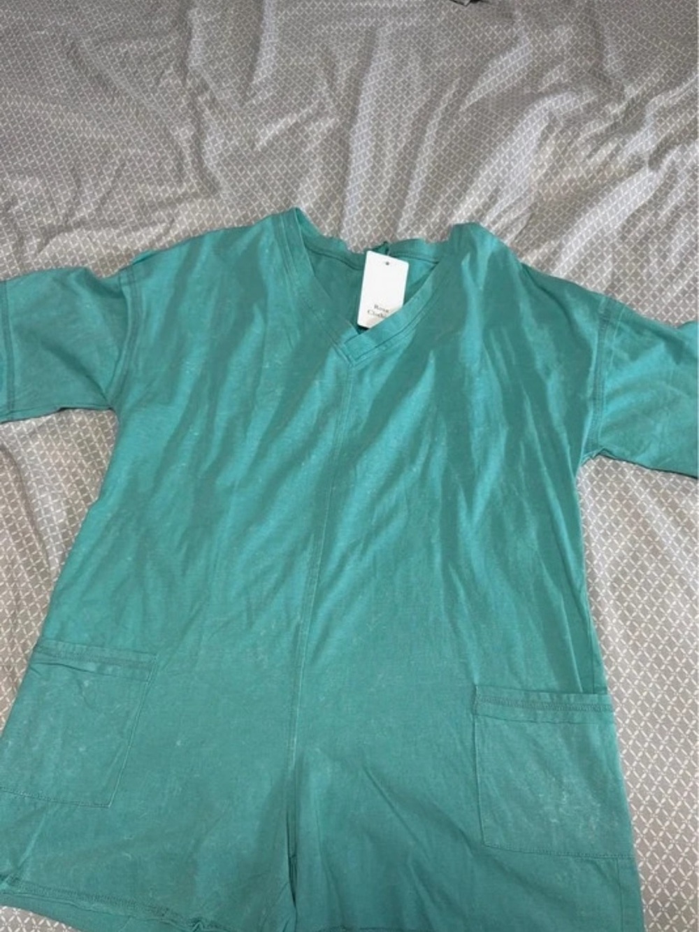 Women’s Teal V-Neck Short Sleeve Romper